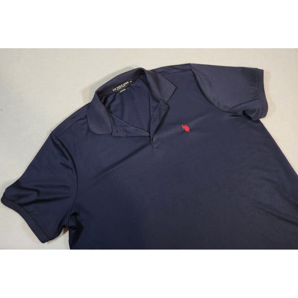 U.S. POLO ASSN. Polo Shirt Men's XXL Navy Blue Embroidered Logo Red Short Sleeve